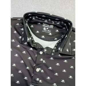 Tattoo Golf Polo Shirt Men's Size M Black Micro‎ Skull Performance Stretch Golf